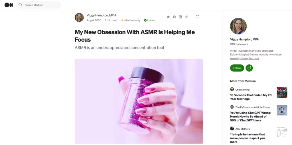 ASMR Is A Tool To Help Someone Get A Better Concentration