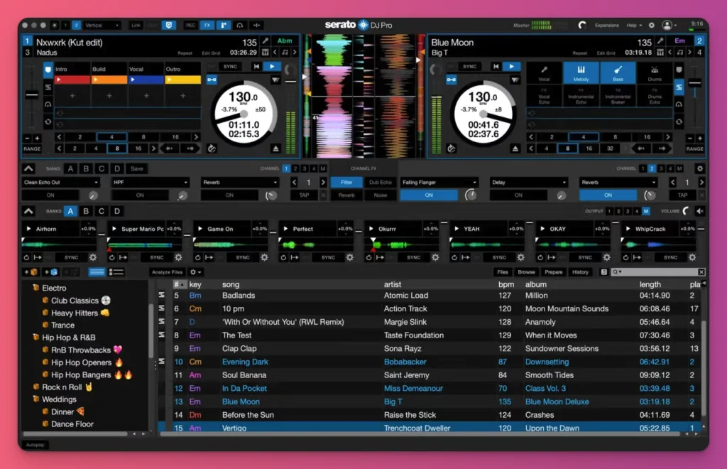 Serato DJ Pro is a music production software for remixers and live event creators
