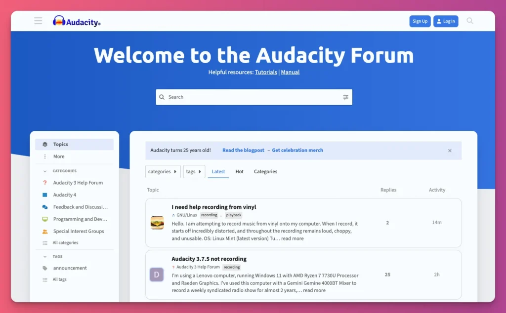 Support is one of the most important things for a beginner when trying daw software