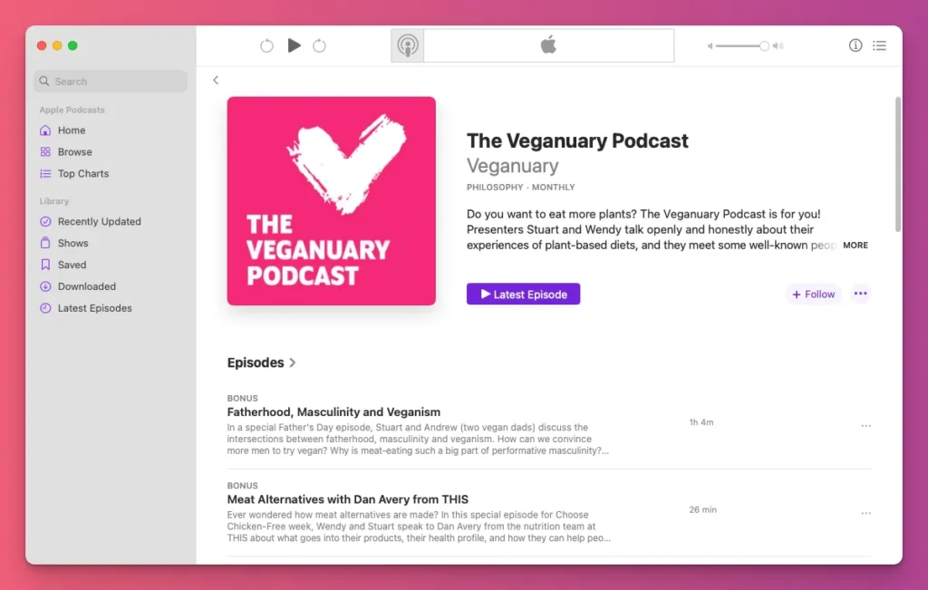 One of the unique podcast topics is Life as a Vegan