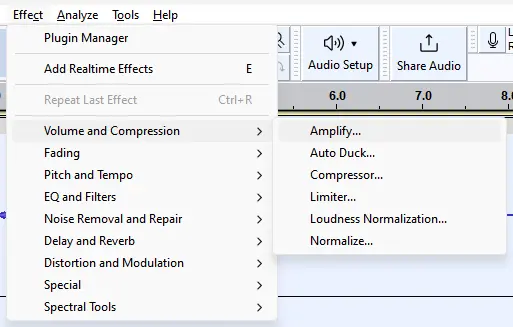 Using the menus in Audacity as a part of how to do voice overs