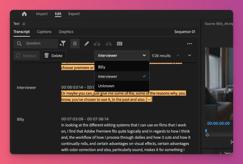 Adobe Premiere Pro is one of the best video editor with text-based editing