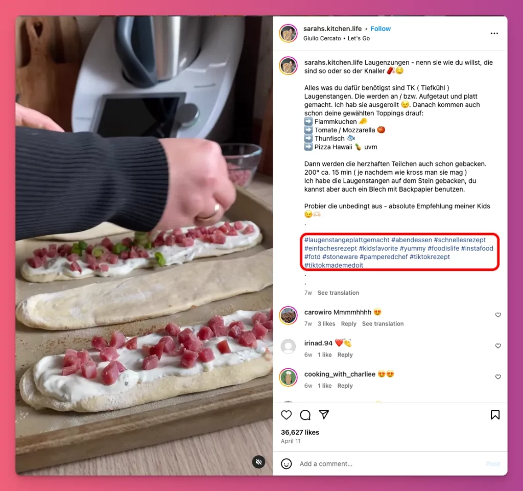 This is how you can use food Hashtags for reels on Instagram