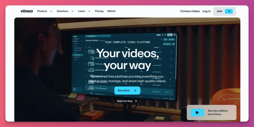 You can use Vimeo as your video on demand platform that stand out due its video player