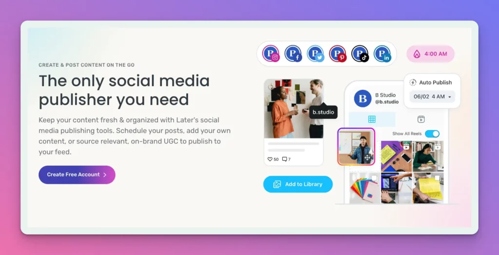 Later is one of the best social media scheduling tools in 2023