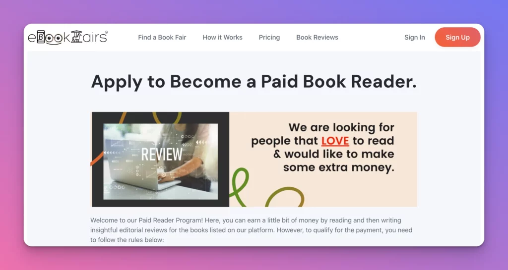 How to make money online as a teen? You can become a book reviewer on platforms like EbookFairs