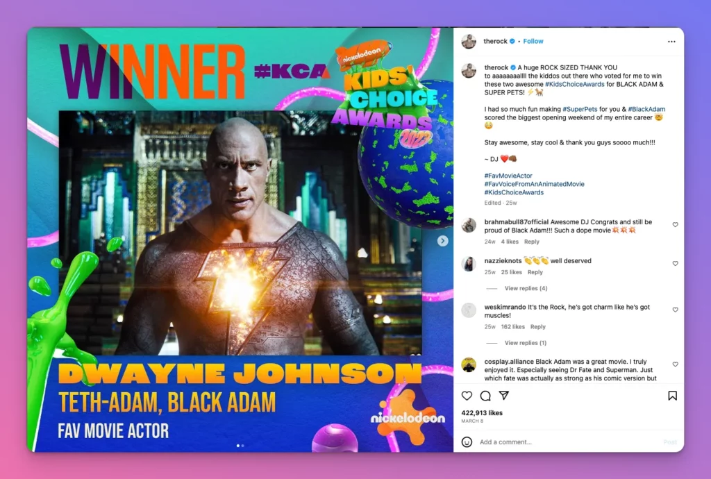 The Rocks celebrated achievements with his followers. This is one of Instagram ideas that is worth trying