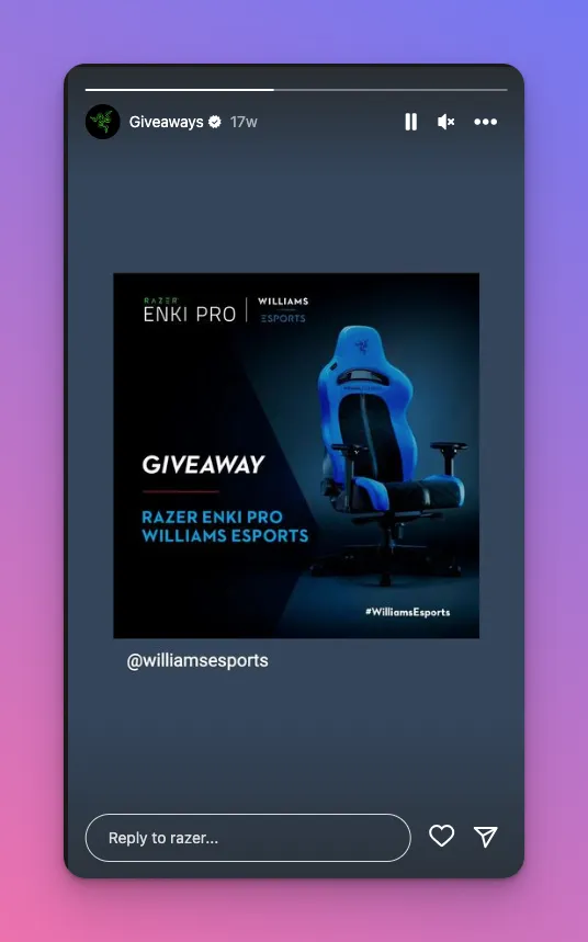 What should i post on instagram, giveaway can be one of great ideas like Razer does