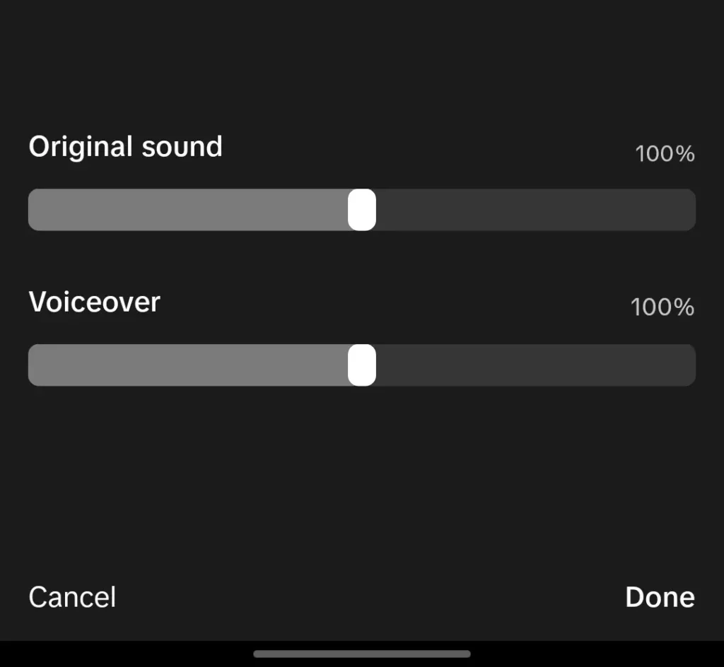 adjusting voiceover volume on TIkTok