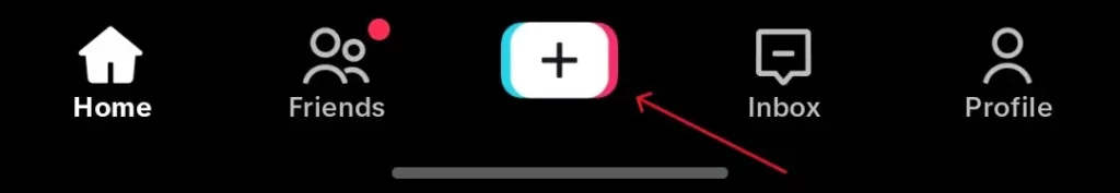 Create new video button on TikTok