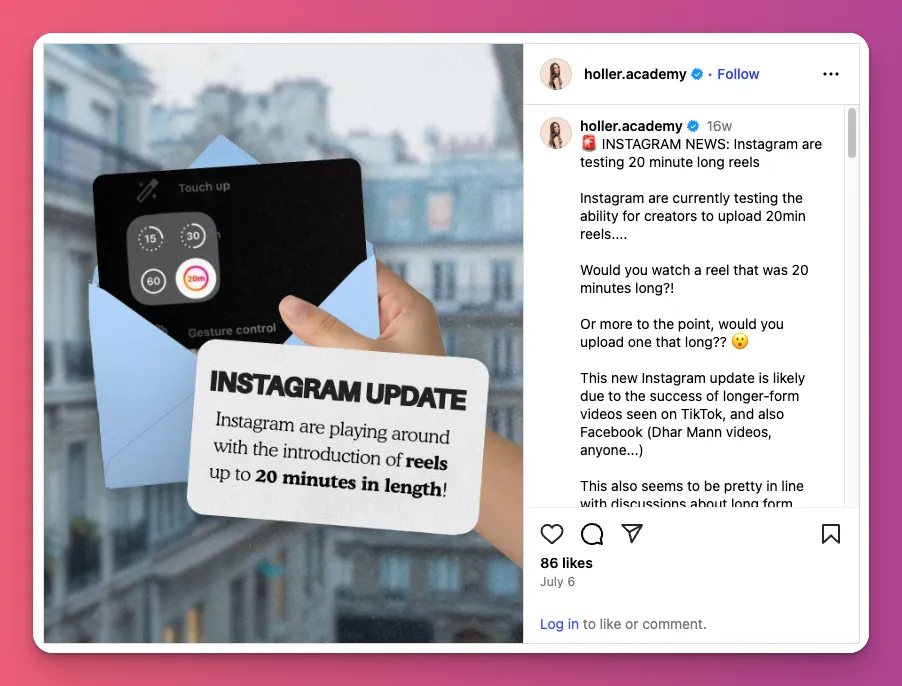 How long can Instagram reels be? It's up to 20 minutes now