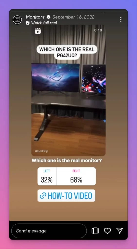 If you run out of cool Instagram stories ideas, try to conduct poll to build engagement with audiences