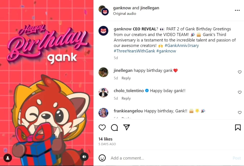 Instragram Reels - Gank 3rd Anniversary