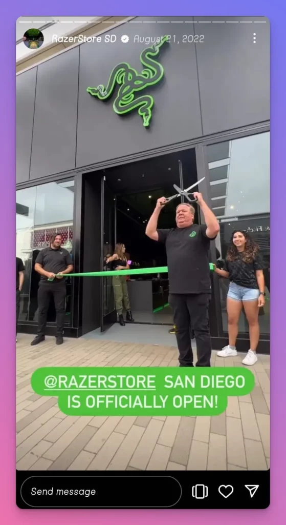 Razer opening new stores and make it as a story to boost awareness among their audiences