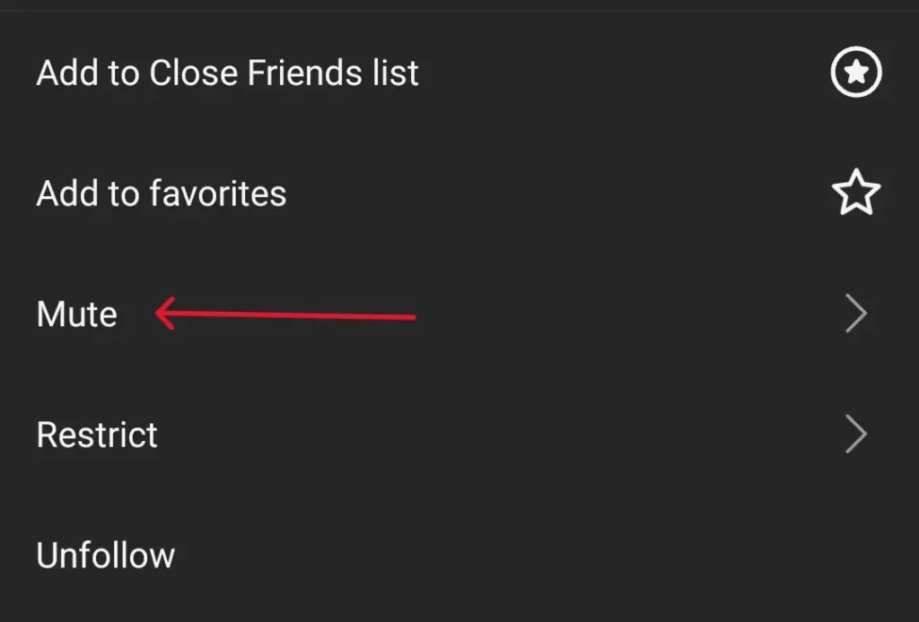 Instagram mute menu