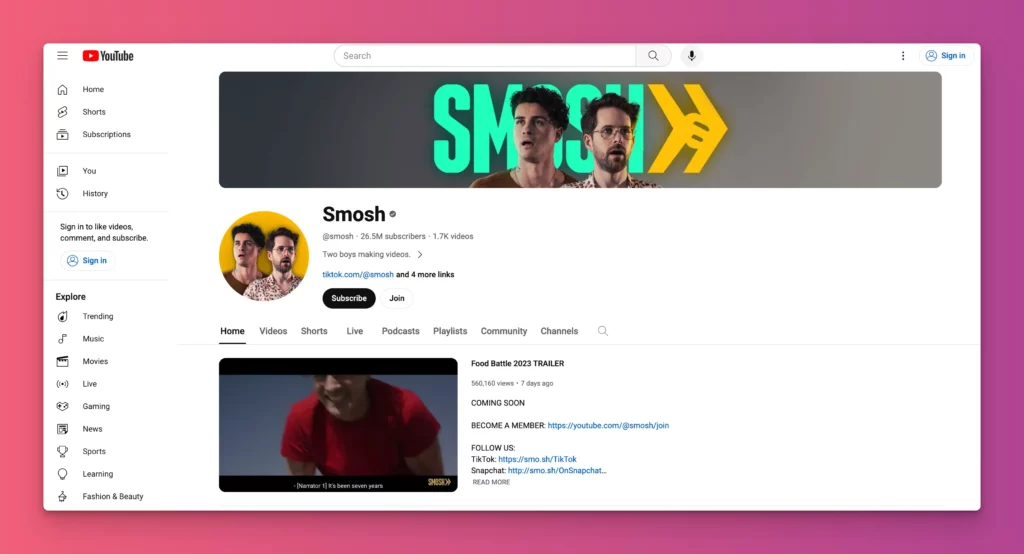 Smoosh is one of creative YouTube channel names