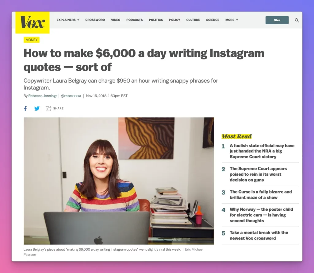 Writing captions for other can become a way to make money on Instagram without followers