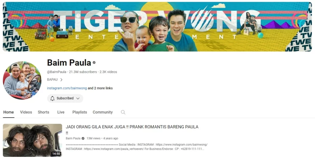 Baim Paula, YouTuber Indonesia dengan Penghasilan Terbanyak