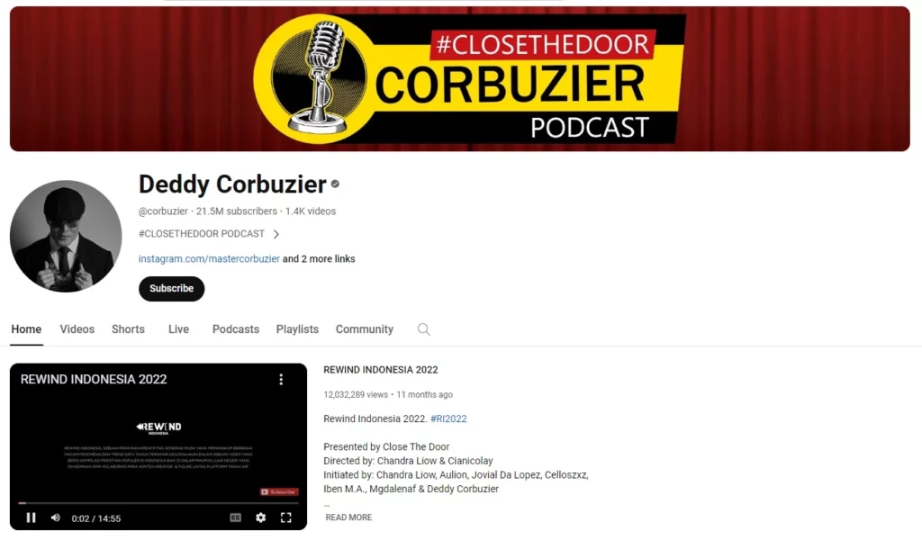 Deddy Corbuzier, YouTuber Indonesia dengan Penghasilan Terbanyak