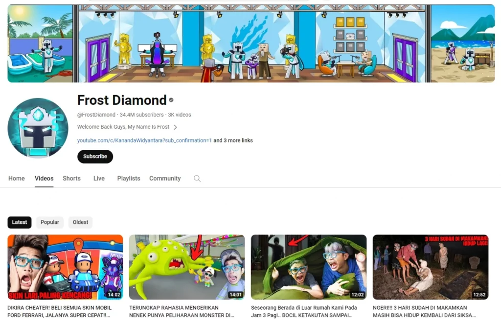 Frost Diamond, youtuber indonesia dengan penghasilan terbanyak nomor satu