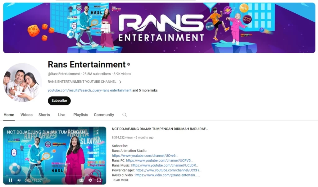 Rans Entertainment, YouTuber Indonesia dengan Penghasilan Terbanyak