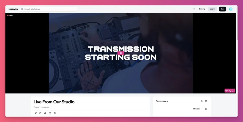 Salah satu app live streaming terbaik adalah Vimeo Live