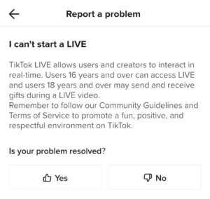 how to go live on TikTok without 1000 followers by filing a report