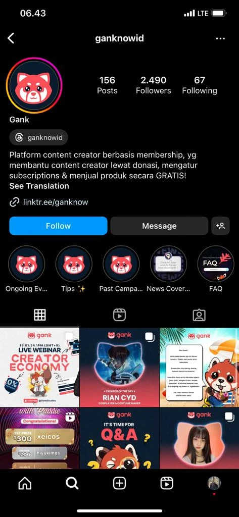 apa itu instagram - profil instagram Ganknow Indonesia