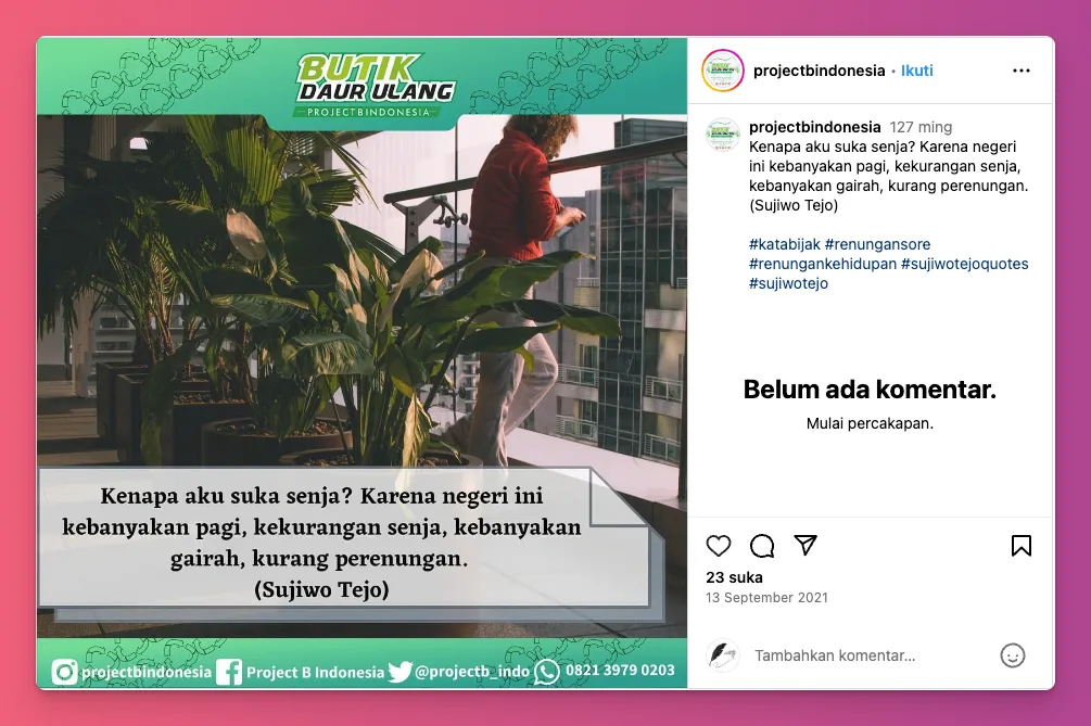 Caption Senja Instagram dari Sujiwo Tejo yang bisa jadi caption inspirasi