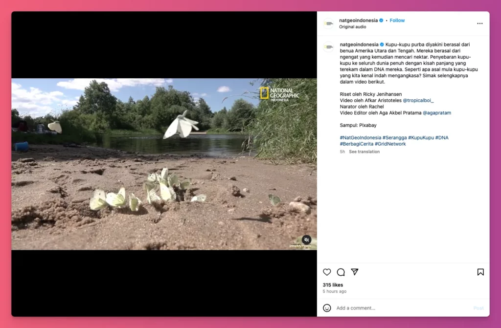 Ide konten Instagram edukasi dari NatGeoIndonesia