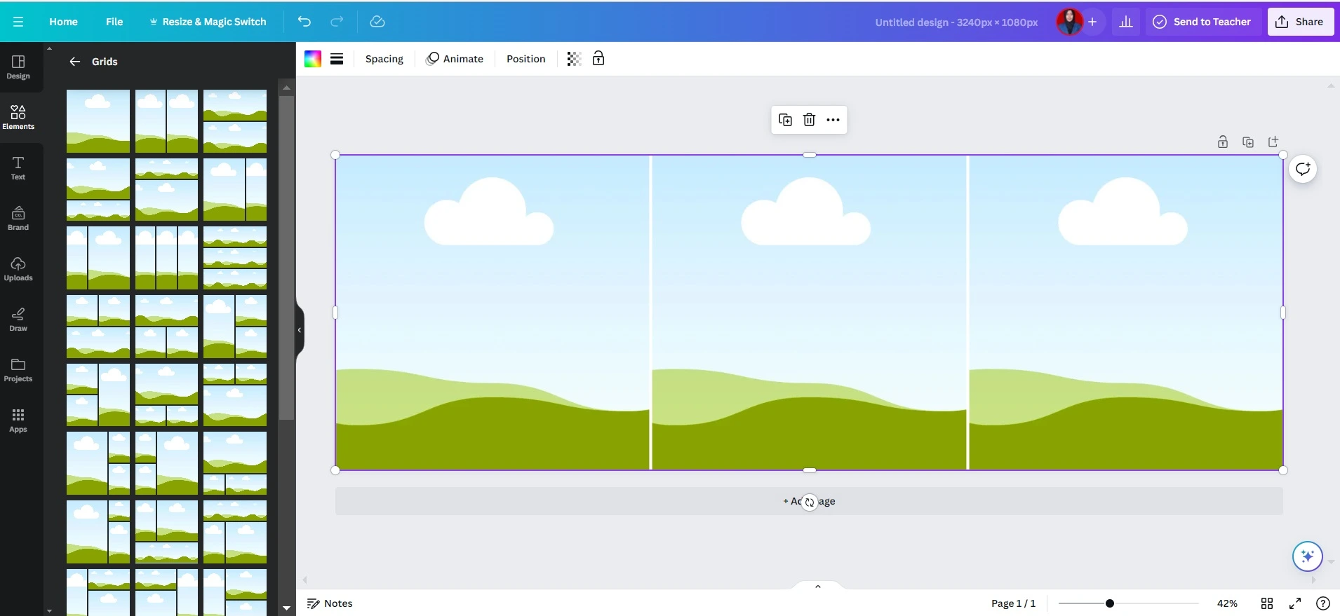 pilih grid pada elements