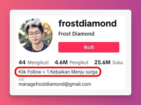 Cara memperbanyak followers TikTok dengan CTA ala Frost Diamond
