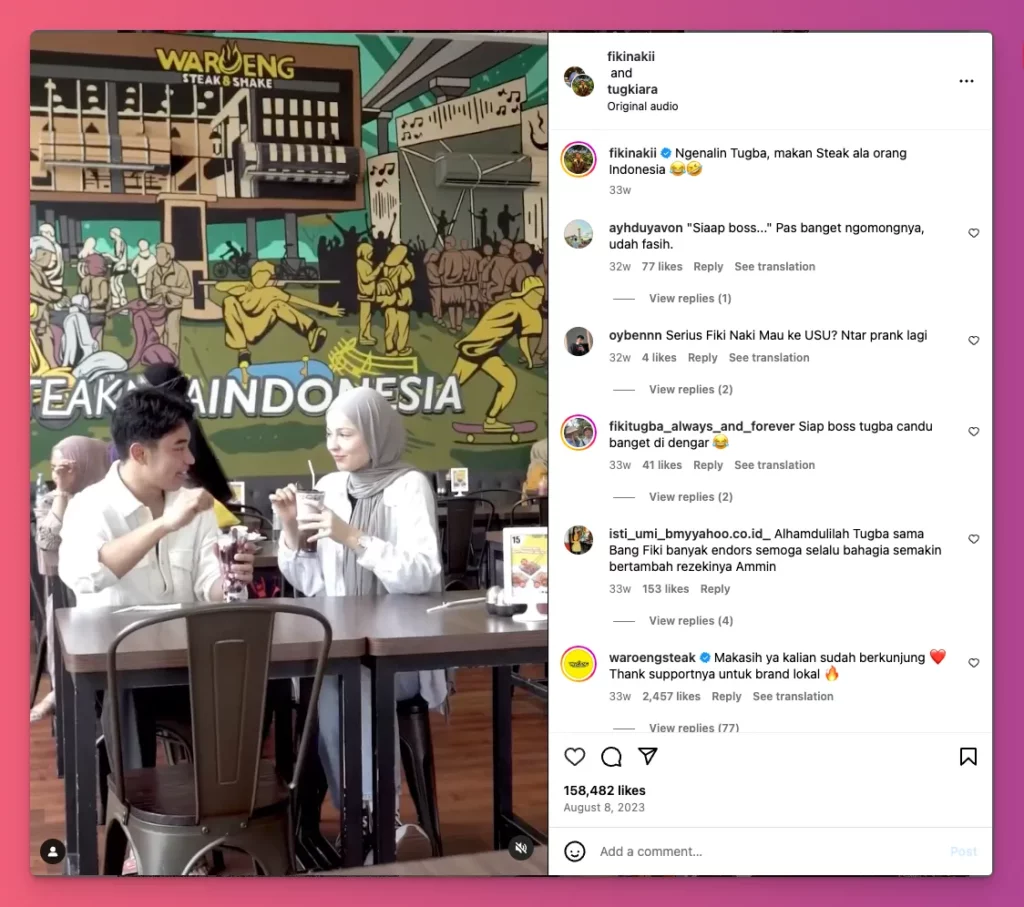 Mega influencer adalah orang yang punya follower lebih dari 1 juta orang, di antaranya Fiki Naki