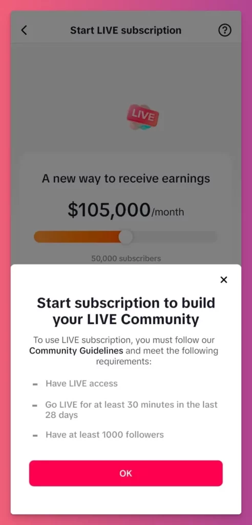 Membuat live subscription bisa jadi cara dapat uang dari TikTok tanpa jualan