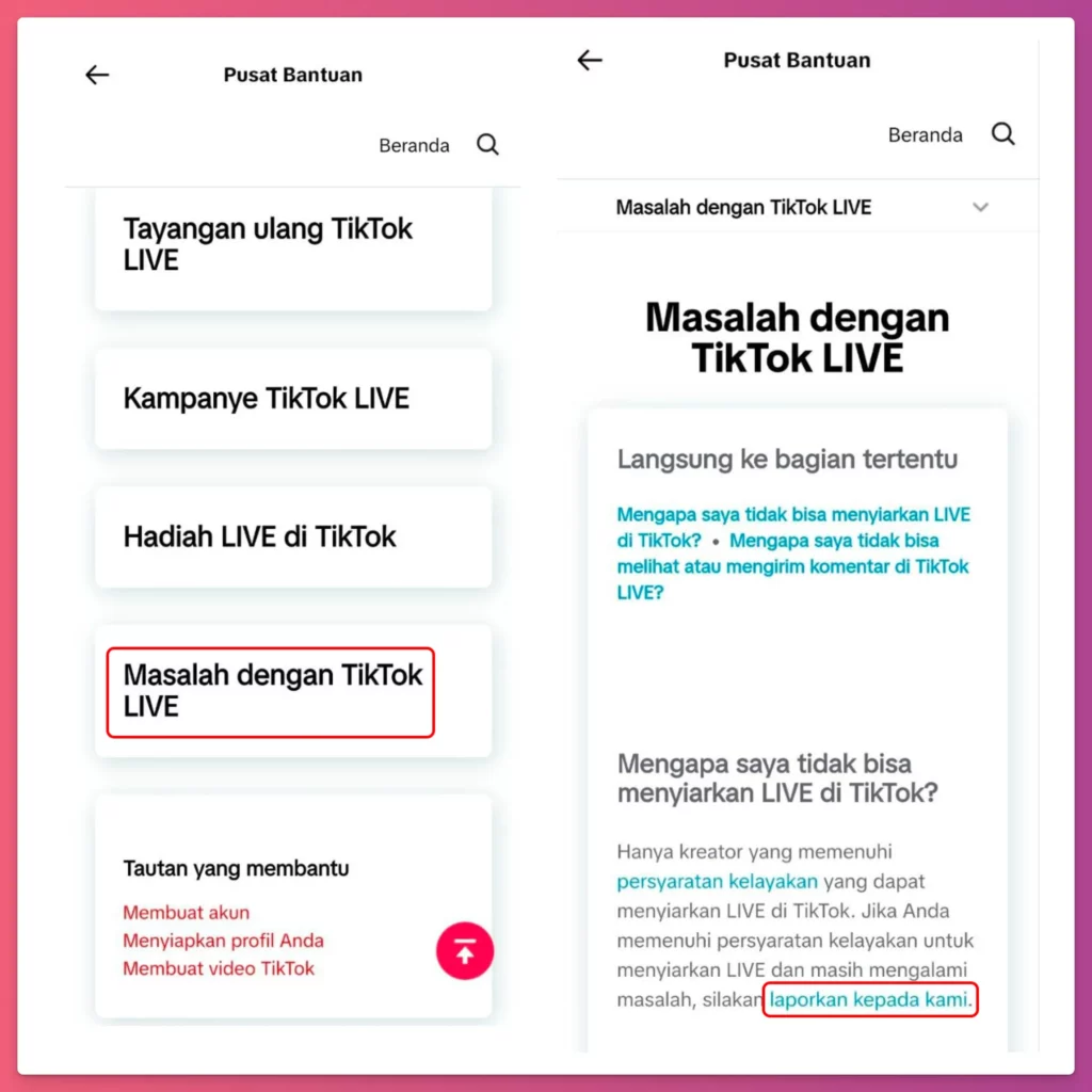 cara live di TikTok tanpa 1000 followers dengan bantuan support