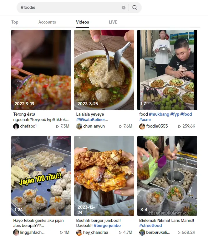contoh hashtag FYP TikTok untuk konten kuliner