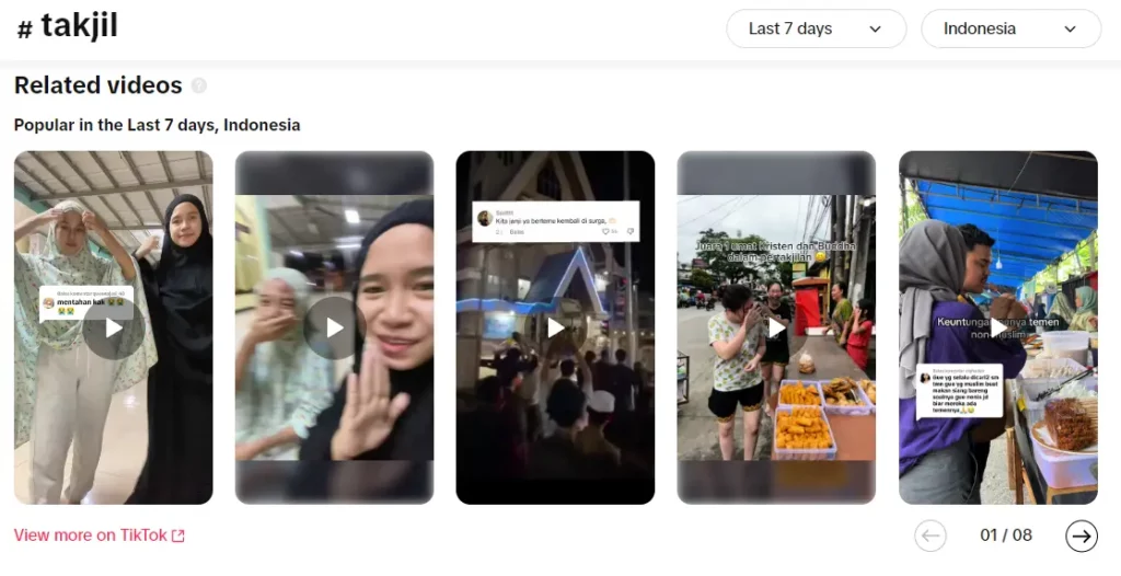 daftar video terkait di TikTok Creative Center