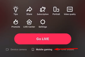 opsi mobile gaming di tiktok live