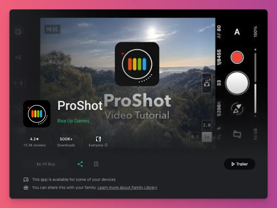 Salah satu kamera android terbaik di 2024 adalah ProShot