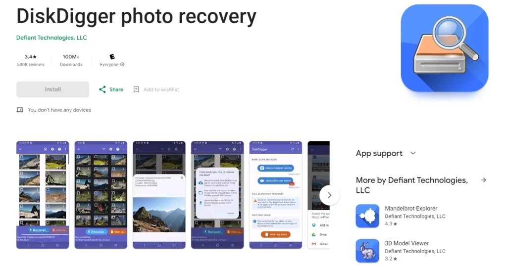 Aplikasi untuk mengembalikan foto yang terhapus di Android - DiskDigger Photo Recovery