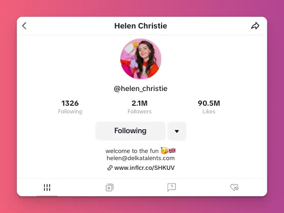 Helen Christie is a good content creator with awesome bio on her profile