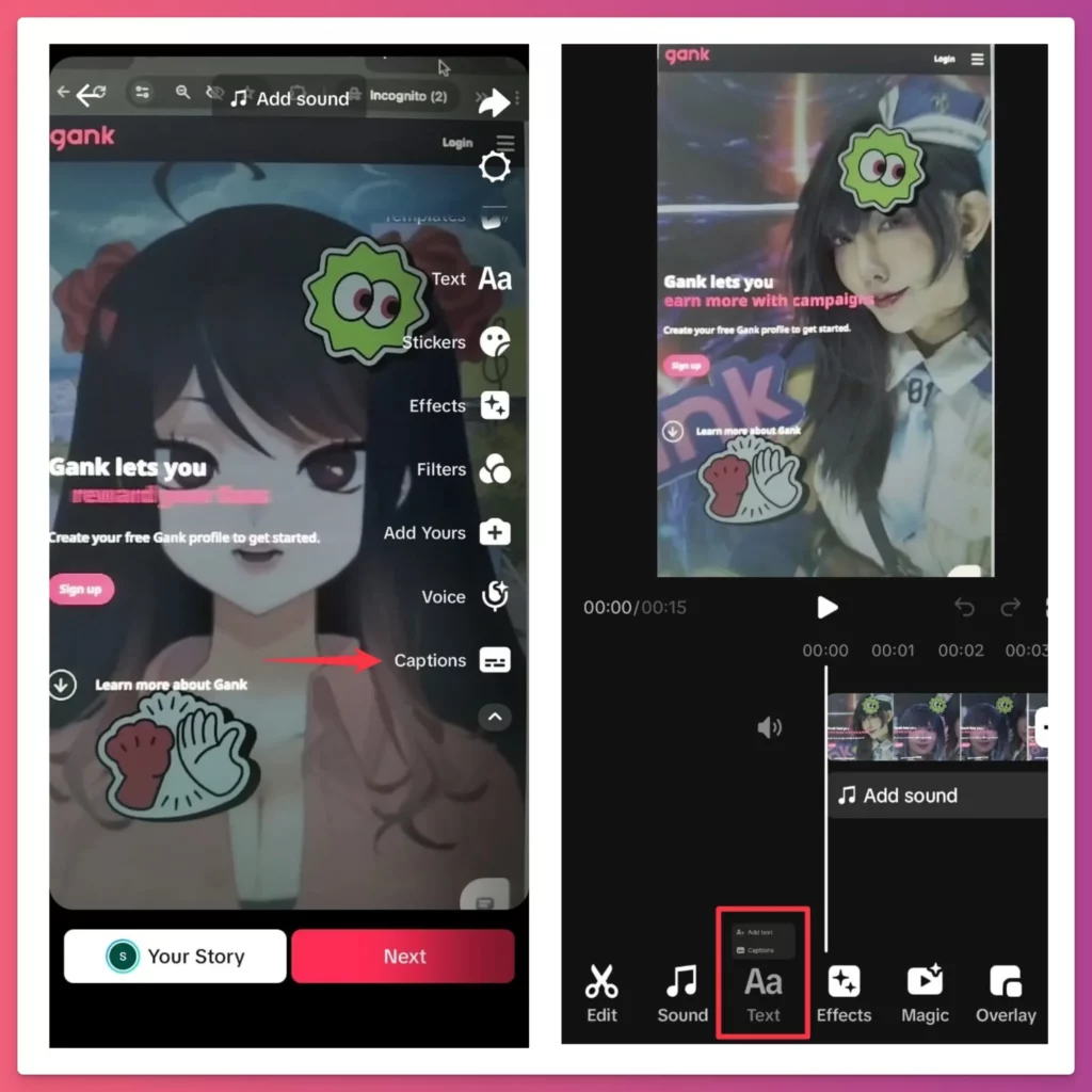 How to put captions on TikTok manually? Use the Edit menu