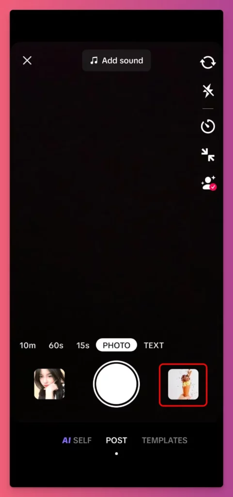 One of the steps in how to make slideshow on TikTok is choosing Library option