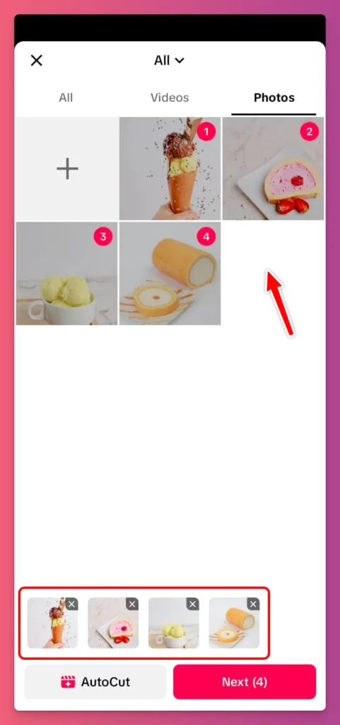 how to make a TikTok slideshow? Choose the photos you want to use