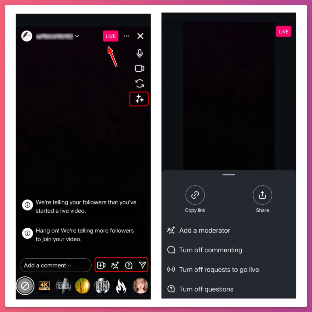 Customize Instagram Live Stream with effects if you want