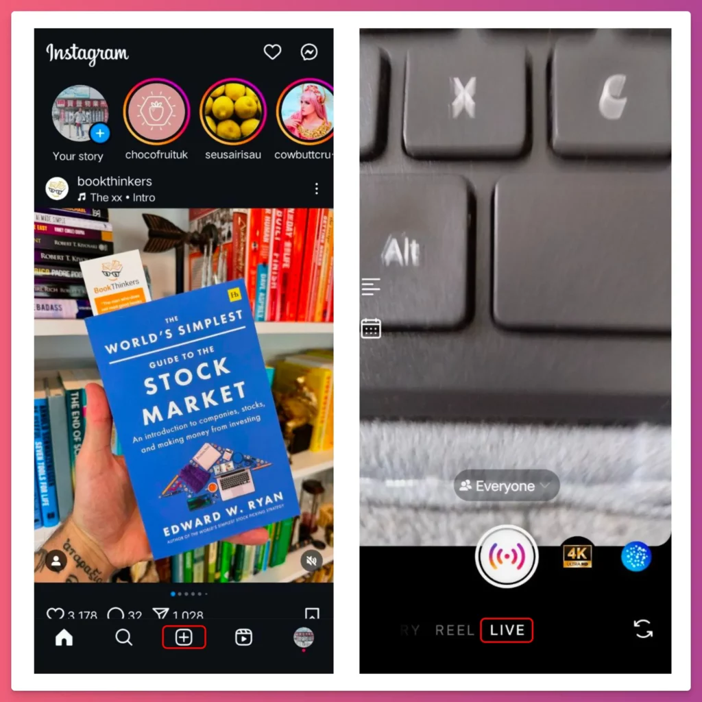 How to get live on Instagram? Start with create new post and choose Live