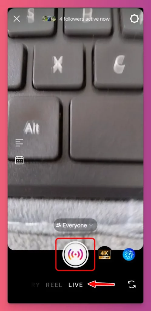 How to go live on Instagram? Simply tap the Live option when creating a new content