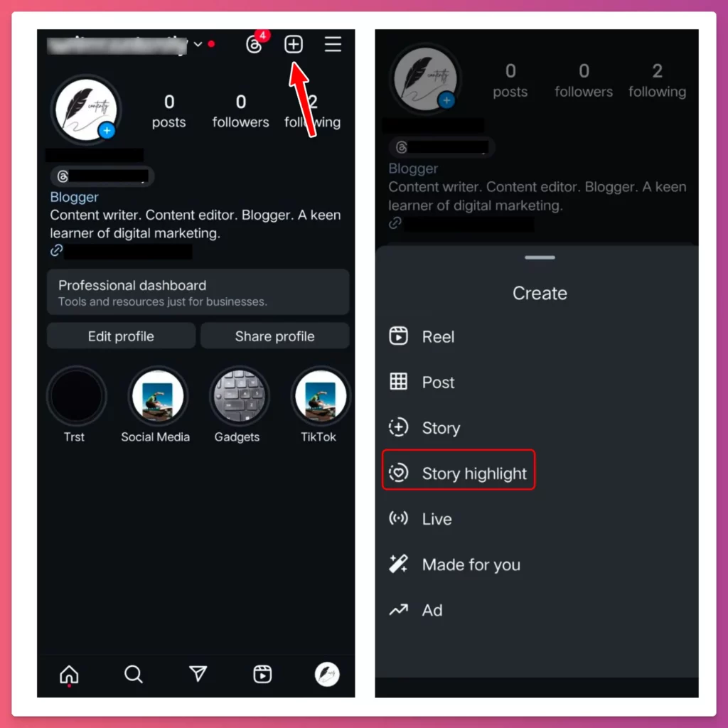 how to create highlights on Instagram from Profile? Simply tap on Create Story Highlights