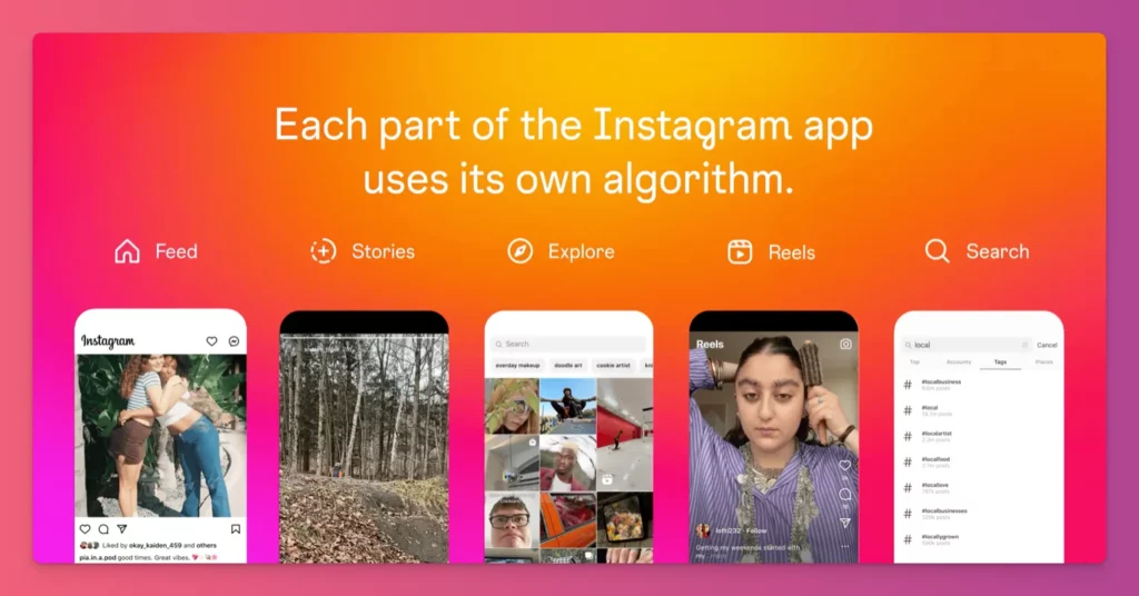 algoritma Instagram untuk tiap fitur itu berbeda