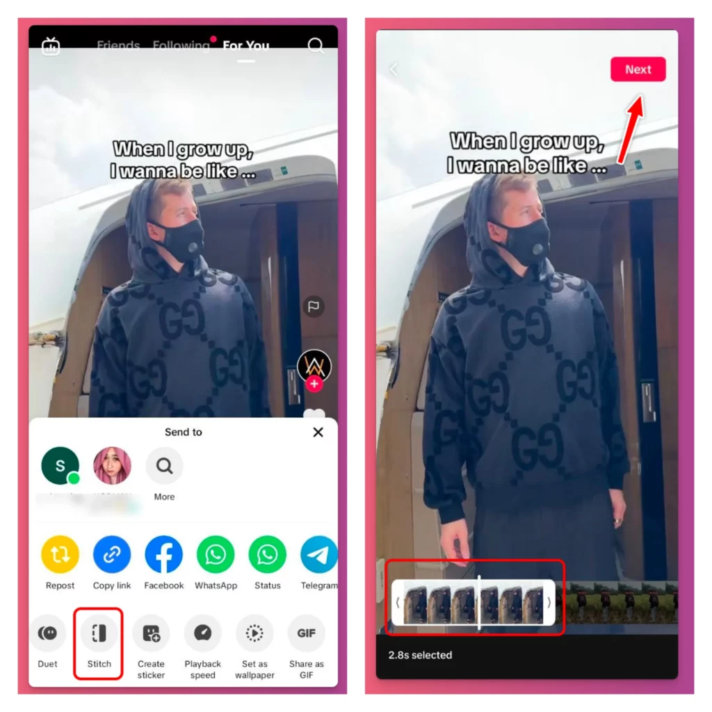 Choose the share option is the first thing on how to stitch on TikTok